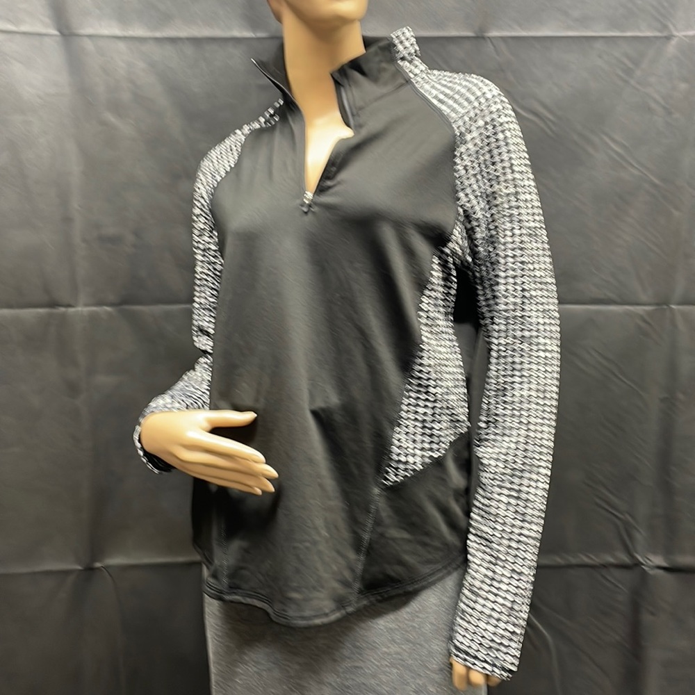 Athletic Works Women's Black & Print Quarter Zip Active Jacket